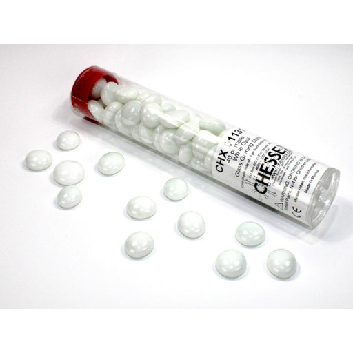 Chessex 1131 Opaque White Glass Stones Qty 40 or more in 5 1/2" Tube (9003705729261)