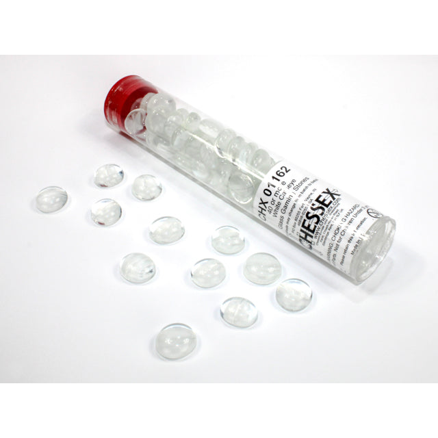 Chessex 1162 Catseye White Glass Stones Qty 40 or more in 5 1/2" Tube (9003708449005)