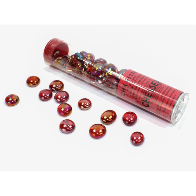 Chessex 1174 Iridized Red Glass Stones Qty 40 or more in 5 1/2" Tube (9003710185709)