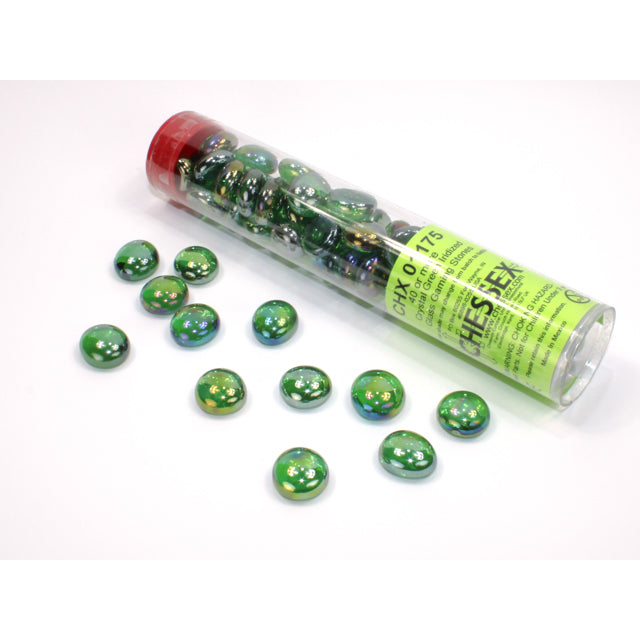 Chessex 1175 Iridized Green Glass Stones Qty 40 or more in 5 1/2" Tube (9003710087405)