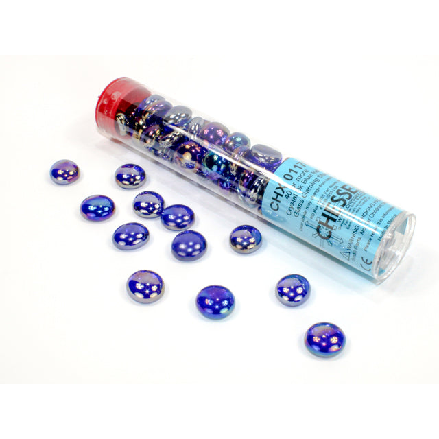Chessex 1176 Iridized Dark Blue Glass Stones Qty 40 or more in 5 1/2" Tube (9003710152941)