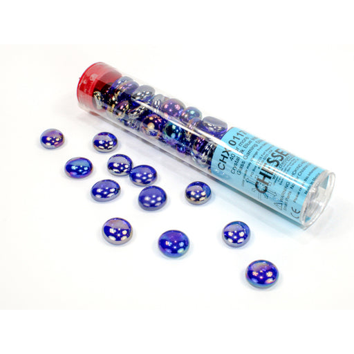 Chessex 1176 Iridized Dark Blue Glass Stones Qty 40 or more in 5 1/2" Tube (9003710152941)
