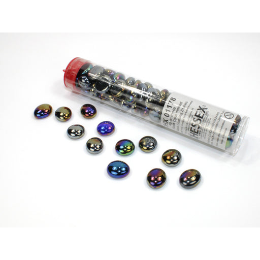 Chessex 1178 Iridized Black Glass Stones Qty 40 or more in 5 1/2" Tube (9003710251245)