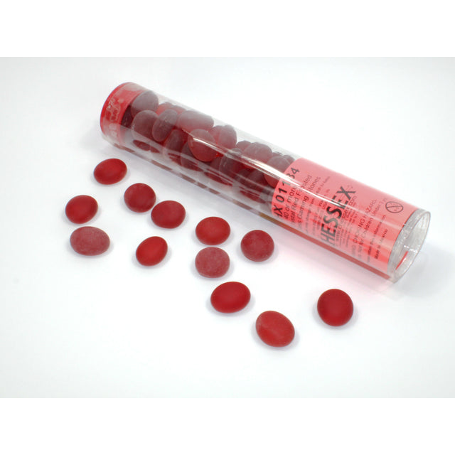 Chessex 1184 Frosted Red Glass Stones Qty 40 or more in 5 1/2" Tube (9003710513389)