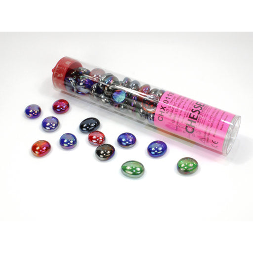 Chessex 1197 Iridized Assorted Colors Glass Stones Qty 40 or more in 5 1/2" Tube (9003711561965)