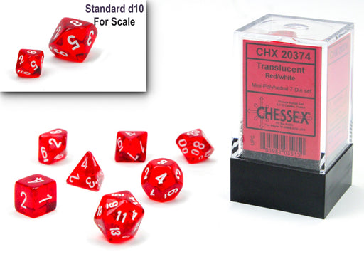 Chessex 20374 Translucent Mini-hedral Red/white 7-Die Set (9004784091373)