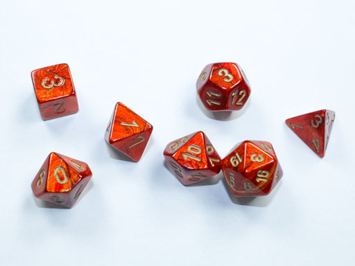 Chessex 20414 Scarab Mini-hedral Scarlet/gold 7-Die Set (9003753275629)
