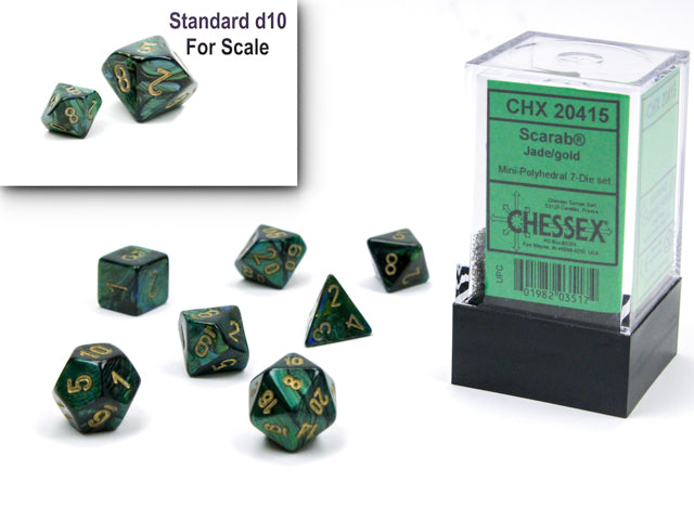 Chessex 20415 Scarab Mini-hedral Jade/gold 7-Die Set (9003748229357)