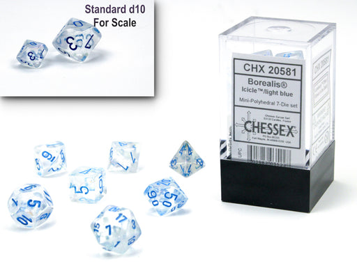 Chessex 20581 Borealis Mini-hedral Icicle/light blue Luminary 7-Die set (9003749212397)