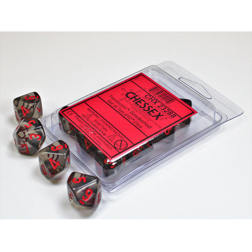 Chessex 23288 Translucent Smoke/red Set of Ten d10s (9003708055789)