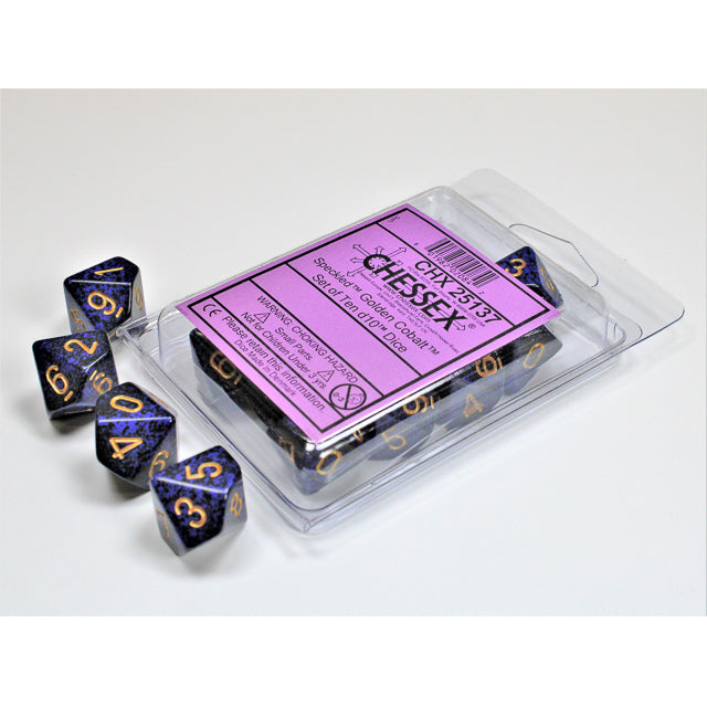 Chessex 25137 Speckled Golden Cobalt Set of Ten d10s (9003714445549)
