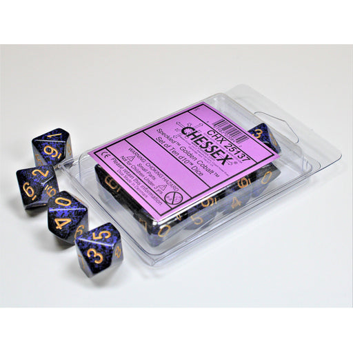 Chessex 25137 Speckled Golden Cobalt Set of Ten d10s (9003714445549)