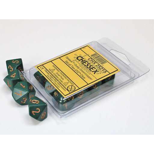 Chessex 25215 Opaque Dusty Green/copper Set of Ten d10s (9003714969837)