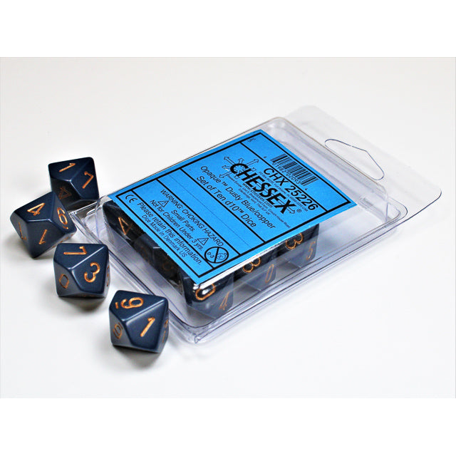 Chessex 25226 Opaque Dusty Blue/copper Set of Ten d10s (9003715100909)