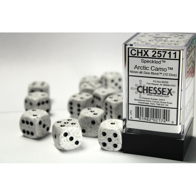 Chessex 25711 Speckled 16mm d6 Arctic Camo Dice Block (12 dice) (9003719295213)