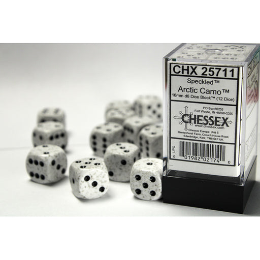Chessex 25711 Speckled 16mm d6 Arctic Camo Dice Block (12 dice) (9003719295213)