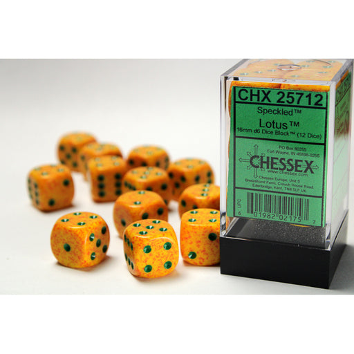 Chessex 25712 Speckled 16mm d6 Lotus Dice Block (12 dice) (9003719327981)