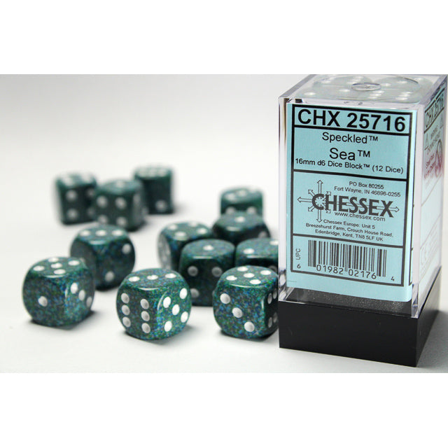 Chessex 25716 Speckled 16mm d6 Sea Dice Block (12 dice) (9003719393517)