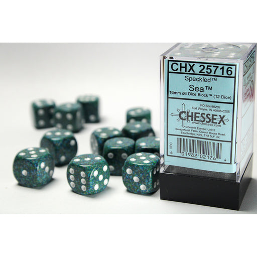 Chessex 25716 Speckled 16mm d6 Sea Dice Block (12 dice) (9003719393517)