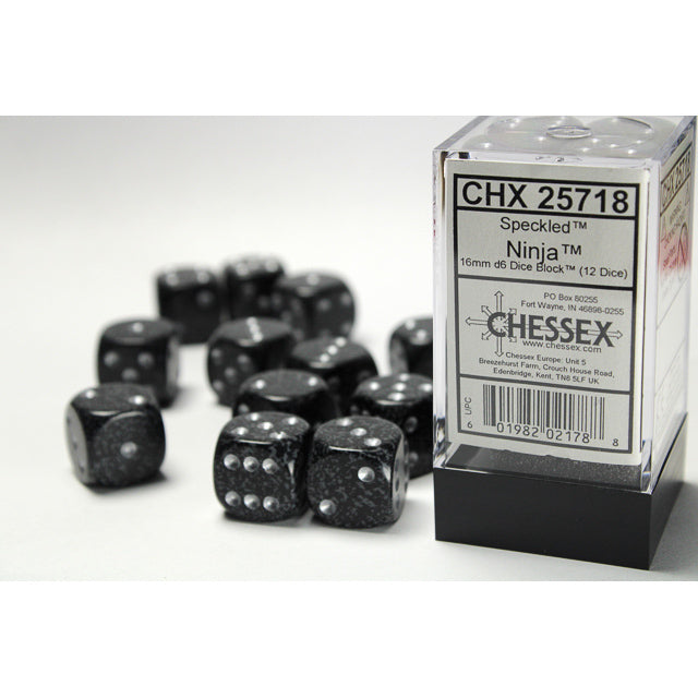 Chessex 25718 Speckled 16mm d6 Ninja Dice Block (12 dice) (9003719491821)