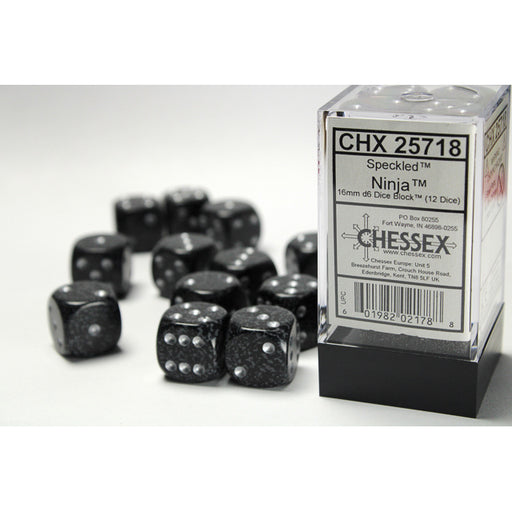 Chessex 25718 Speckled 16mm d6 Ninja Dice Block (12 dice) (9003719491821)