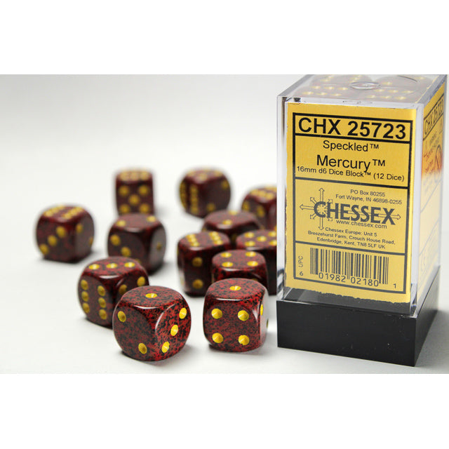 Chessex 25723 Speckled 16mm d6 Mercury Dice Block (12 dice) (9003719557357)
