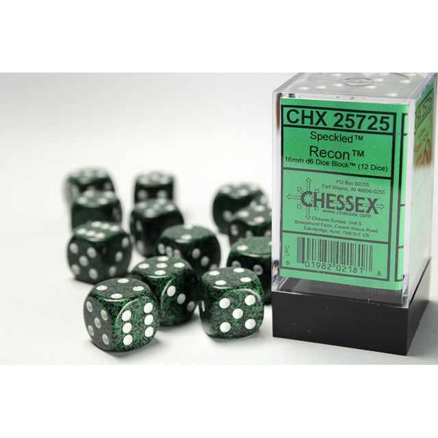 Chessex 25725 Speckled 16mm d6 Recon Dice Block (12 dice) (9003719622893)