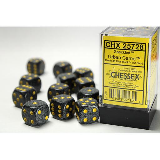 Chessex 25728 Speckled 16mm d6 Urban Camo Dice Block (12 dice) (9003719688429)