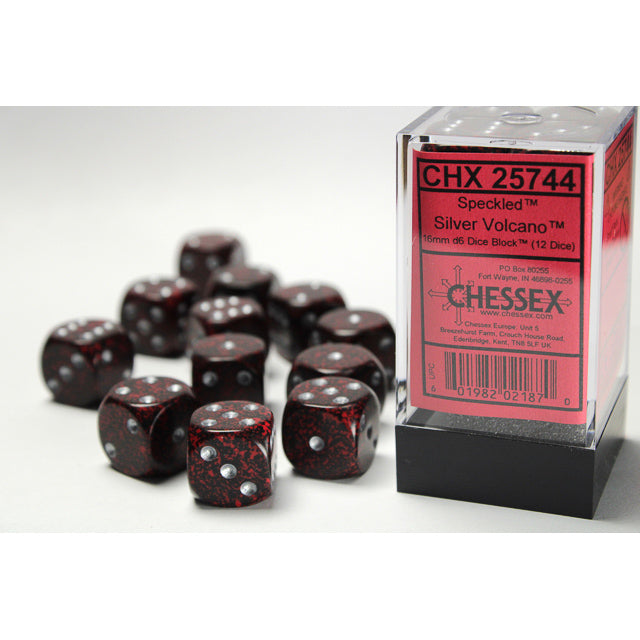 Chessex 25744 Speckled 16mm d6 Silver Volcano Dice Block (12 dice) (9003720048877)