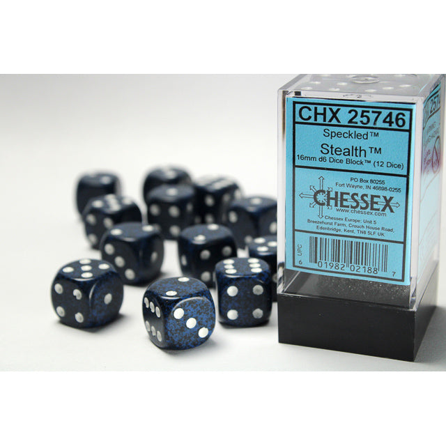 Chessex 25746 Speckled 16mm d6 Stealth Dice Block (12 dice) (9003720147181)