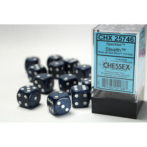 Chessex 25746 Speckled 16mm d6 Stealth Dice Block (12 dice) (9003720147181)