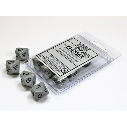 Chessex 26210 Opaque Dark Grey/black Set of Ten d10s (9003723915501)