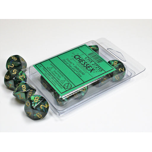 Chessex 27215 Scarab Jade/gold Set of Ten d10s (9003730436333)