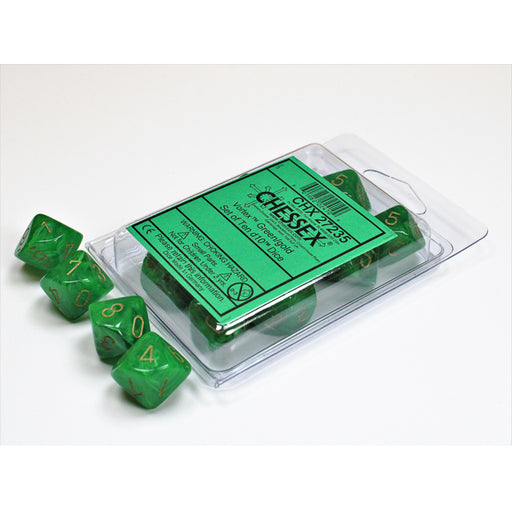 Chessex 27235 Vortex Green/gold Set of Ten d10s (9003731026157)