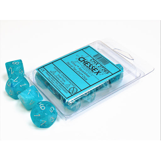 Chessex 27265 Cirrus Aqua/silver Set of Ten d10s (9003731583213)