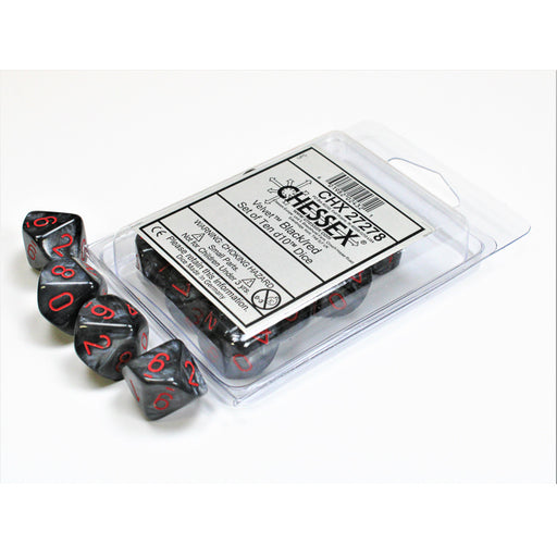 Chessex 27278 Velvet Black/red Set of Ten d10s (9003731747053)