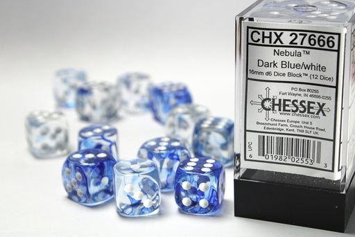 Chessex 27666 Signature 16mm d6 (12 Dice) Nebula Dark (9003737874669)