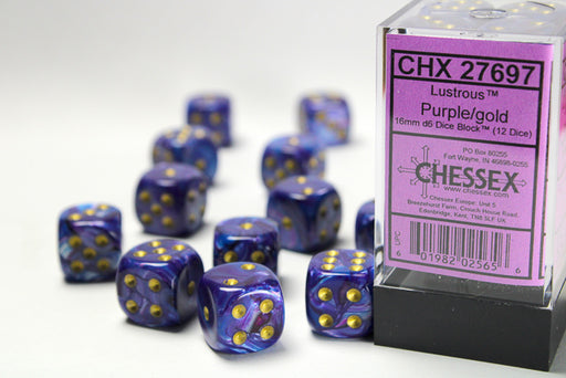 Chessex 27697 Signature 16mm d6 (12 Dice) Lustrous Pur (9003738497261)