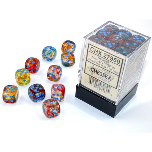 Chessex 27959 Nebula 12mm d6 Primary/blue Luminary Dice Block (36 dice (9003745378541)
