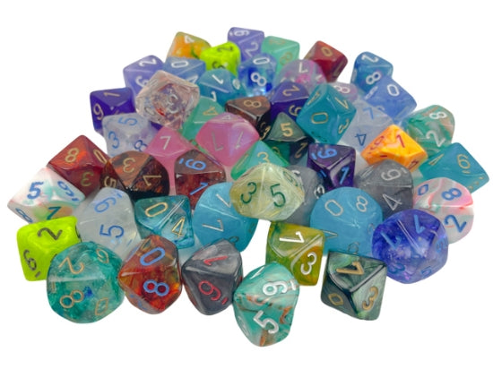 Chessex 29210 Bag of 50 assorted Signature d10 Dice (9003757830381)