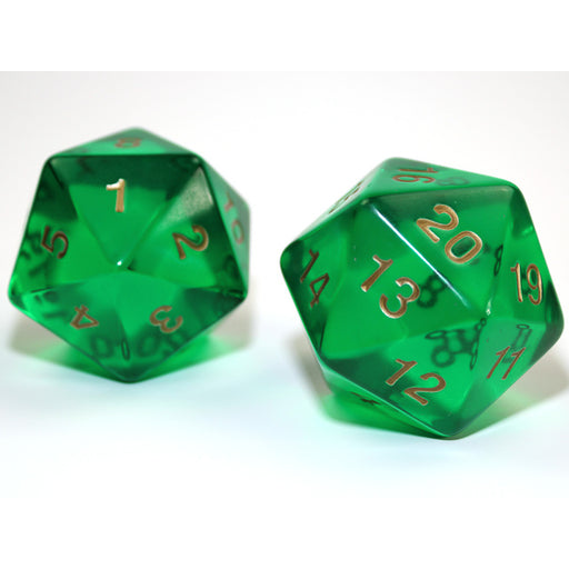 Chessex KOP18219 55mm Jumbo d20 Translucent Green w/gold (9003709661421)