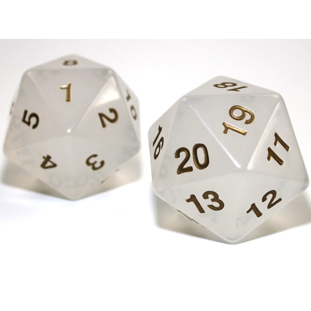 Chessex KOP18302 55mm Jumbo d20 Translucent Pearl/gold (9003709694189)