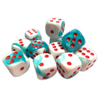 Chessex Limited Edition Gemini Teal-White/red 16mm d6 Dice Block (12 dice) - CHX26644R