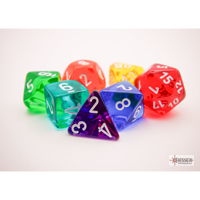 Chessex 23099 Prism Translucent GM & Beginner Player Polyhedral 7-Die Set (9003758485741)
