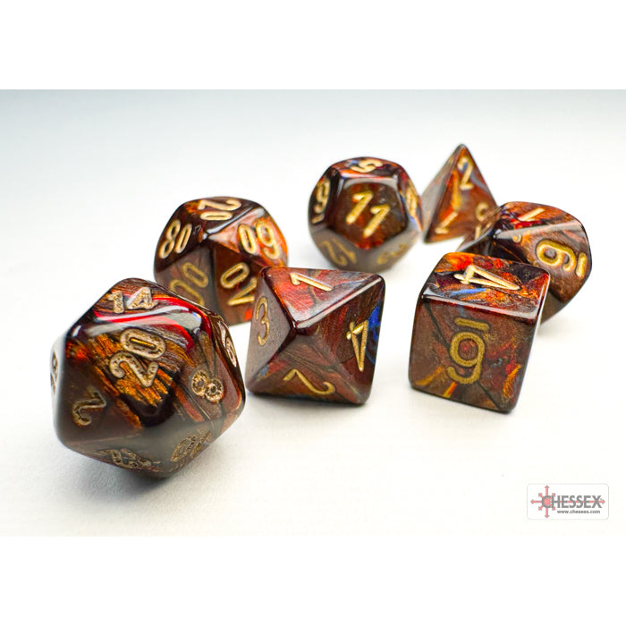 Chessex 20419 Scarab Mini-hedral Blue Blood/gold 7-Die Set (9003757076717)