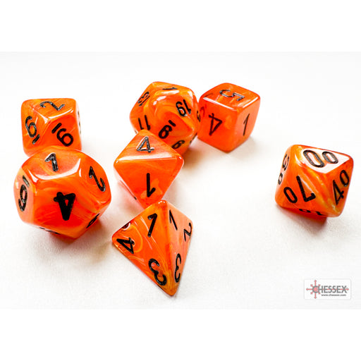 Chessex 20433 Vortex Mini-hedral Orange/black 7-Die Set (9003757371629)