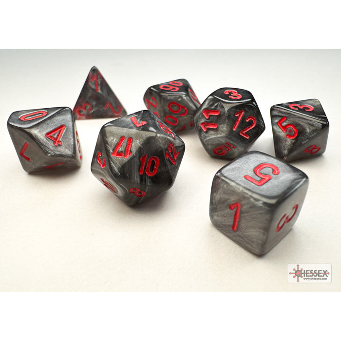 Chessex 20478 Velvet Mini-hedral Black/red 7-Die Set (9003756388589)