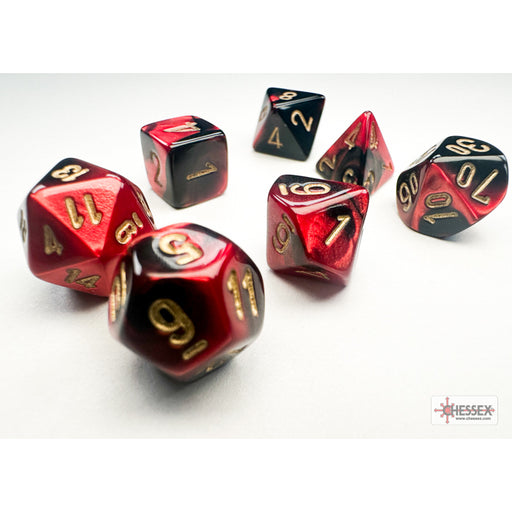 Chessex 20633 Gemini Mini-hedral Black-Red/gold 7-Die Set (9003756617965)