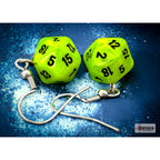 Chessex Hook Earrings Vortex Bright Green Mini-Poly d20 Pair - CHX54205