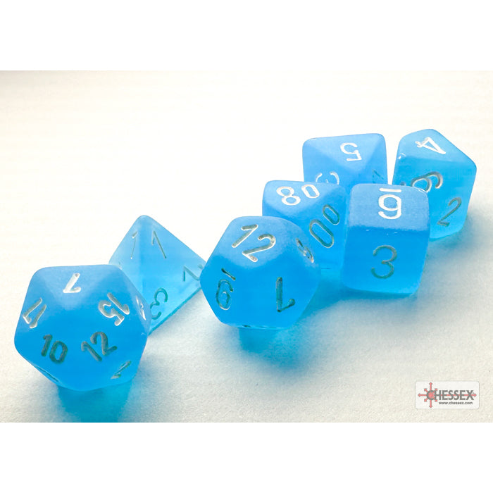 Chessex 20416 Frosted Mini-hedral Caribbean Blue/white 7-Die Set (9003755765997)